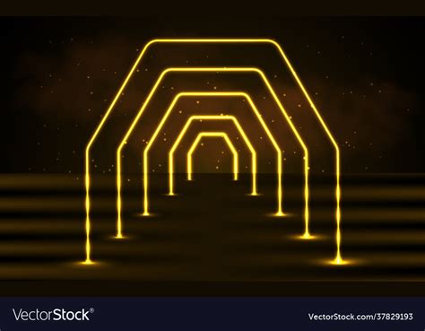 Neon Abstract Yellow Background With Geometric Vector Image