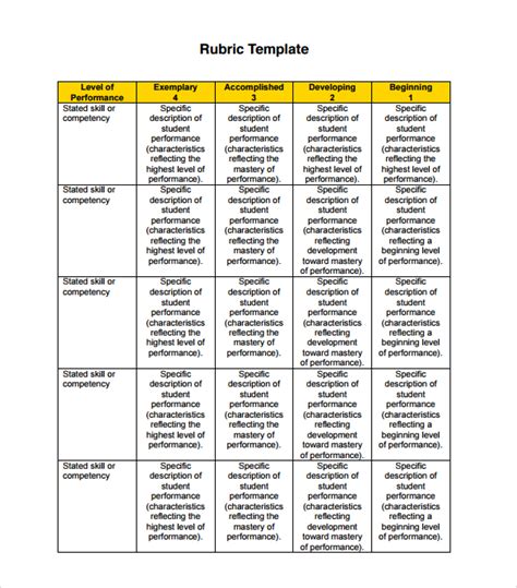 Blank Rubric Template The Best Template Example
