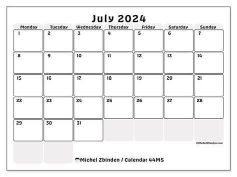 Calendar July 2024 Boxes Ms Michel Zbinden Au