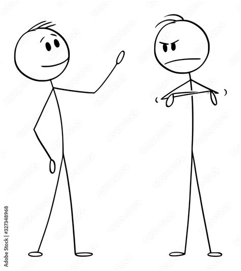 Vector Cartoon Stick Figure Drawing Conceptual Illustration Of Two Men