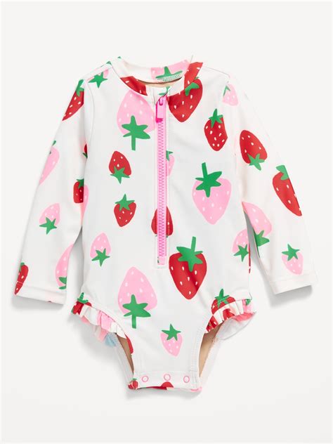 Printed Ruffle Trim Rashguard One Piece Swimsuit For Baby Old Navy