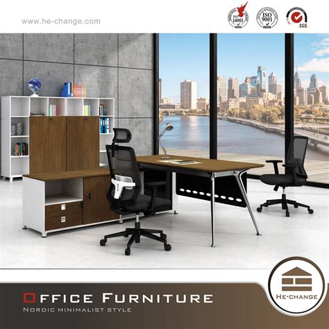 Modern Office Wooden Furniture L Shape Executive Desk Manager Table Hc