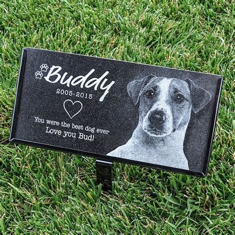 It can be fully personalized with your pet's name and cat or dog paw prints. Eternity Granite Pet Grave Marker