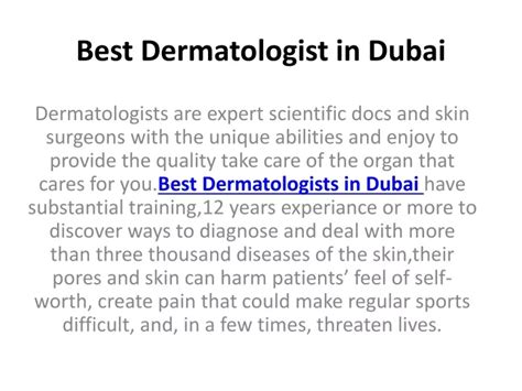 Ppt Best Dermatologist In Dubai Powerpoint Presentation Free