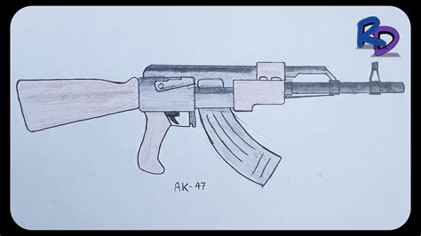 How To Draw Ak 47 Step By Step Ak 47 Drawing How To Draw Ak 47 Gun