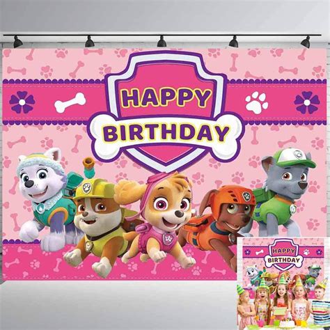 Buy Paw Patrol Backdrop Girl Happy Birthday Party Decoration