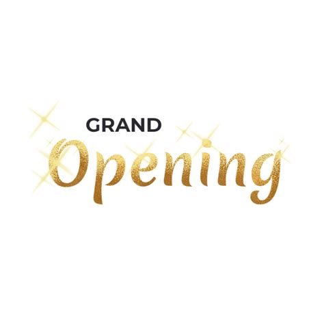 Grand Opening Sparkling Text Golden Ceremonial Png Transparent