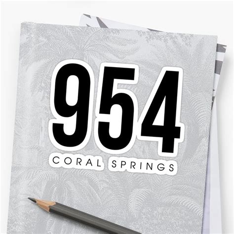 Coral Springs Fl 954 Area Code Design Sticker By Cartocreative