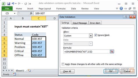 Data Validation Must Contain Specific Text Excel Formula Exceljet