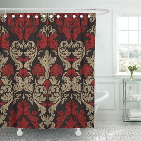 Damask Vintage Design Baroque Pattern Flower Shower Curtain Waterproof