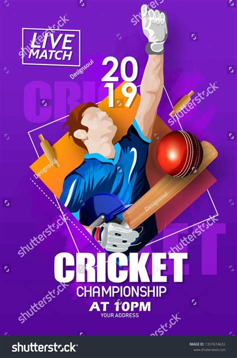 Illustration Cricket Championship Poster Banner Design Royalty Free