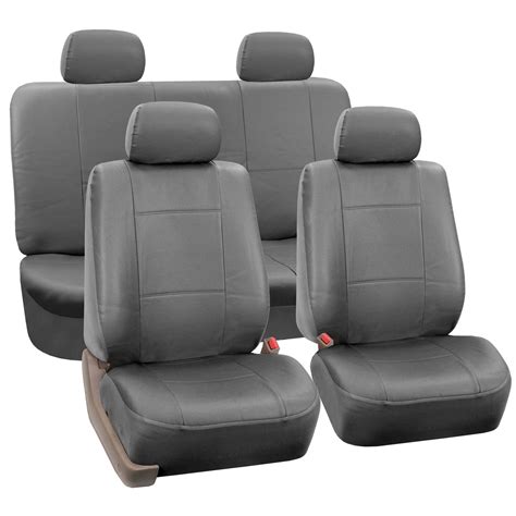 fh group faux leather airbag compatible and split bench car seat covers full set gray