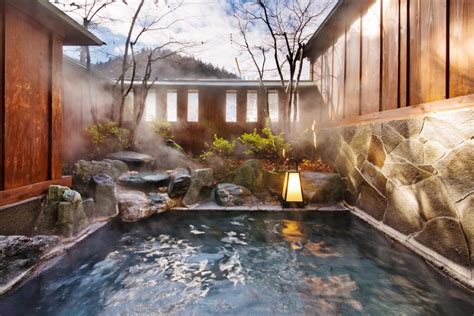 private onsen room with an open air bath 6 different types of bath in onsen ryokan