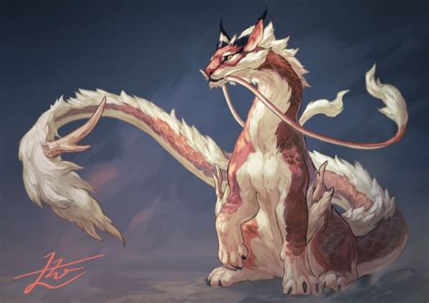 Artstation Dragon Cat Lē Yamamura Mythical Creatures Art Creature