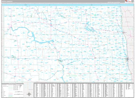 North Dakota Wall Map Premium Style By Marketmaps Mapsales