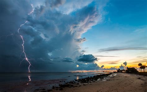 Download Horizon Beach Sea Ocean Cloud Sky Earth Photography Lightning
