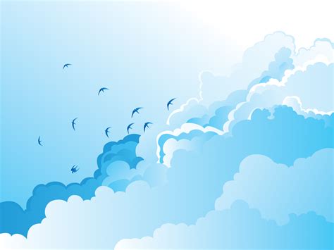 Sky Birds Are Flying Powerpoint Templates Aqua Cyan Nature Free