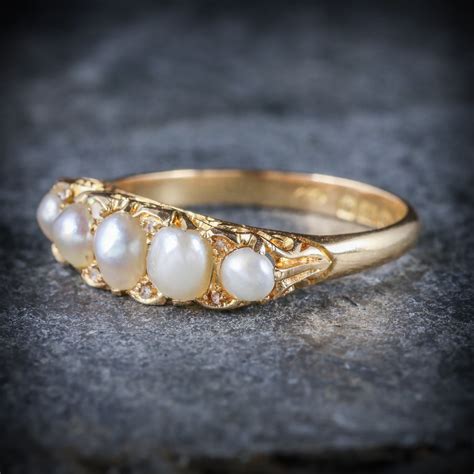 Antique Victorian Pearl Ring 18ct Gold Circa 1870 Antique Jewellery