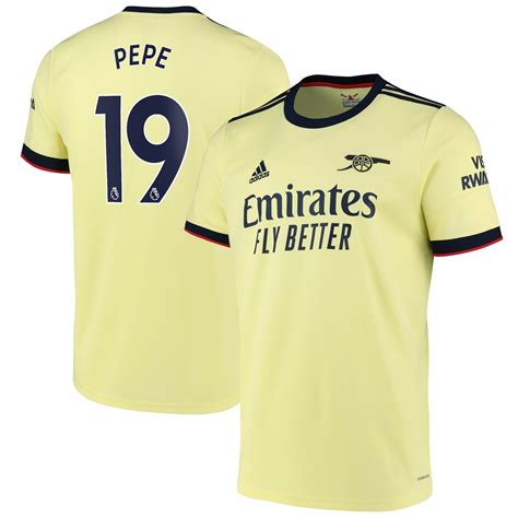 Arsenal Away Shirt 2021 22 With Pepe 19 Printing