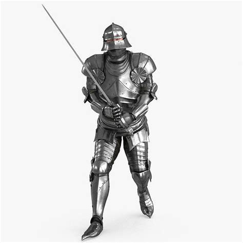 3d Model Medieval Knight Gothic Plate Armor Two Handed Sword Pose2 Vr