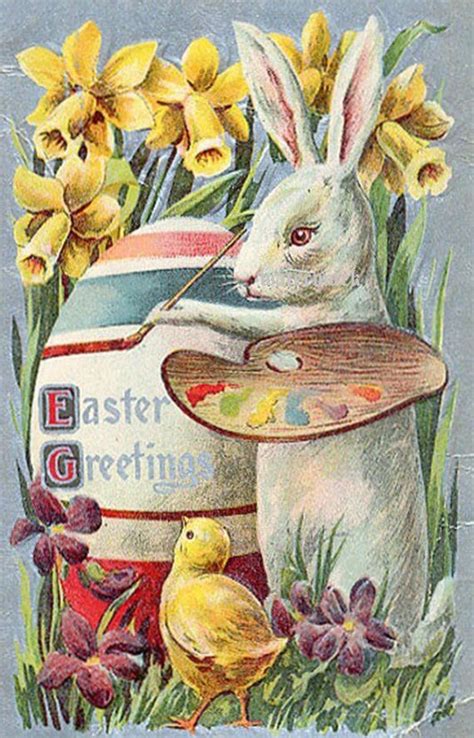 5 Digital Victorian Vintage Easter Postcards Images For Crafting