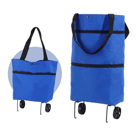 Foldable Shopping Cart Folding Shopping Bag With Wheels Portable Eco