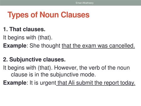 A dependent, or subordinate, clause contains a subject and a verb or verb phrase but does not express a complete thought. PPT - Noun Clauses PowerPoint Presentation, free download ...