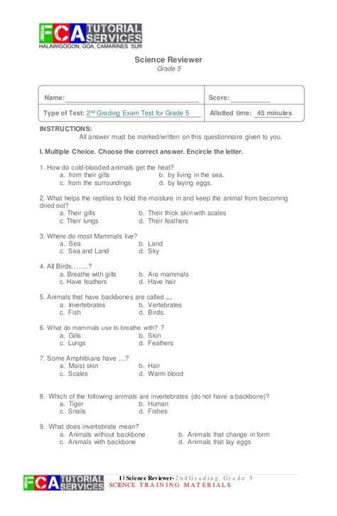 Use these free 5th grade science worksheets for your personal projects or designs. Science Grade 5 2nd Grading Reviewer Set