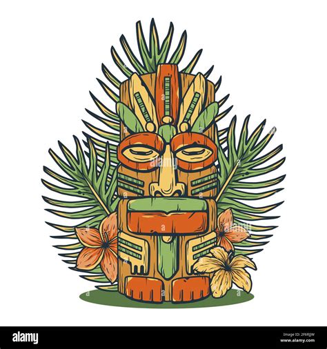 Design Of Hawaii Tiki Mask Or Idol Ethnic Totem Stock Vector Image And Art Alamy