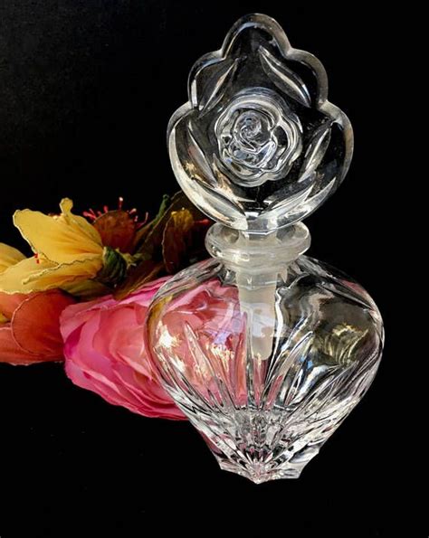 Pretty Glass Perfume Bottle With Rose Design On The Stopper Glass Perfume Bottle Perfume