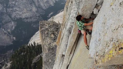 We figured out that turning around and walking down backwards is much easier. Alex Honnold- free soloing Half Dome. I watched this guy ...