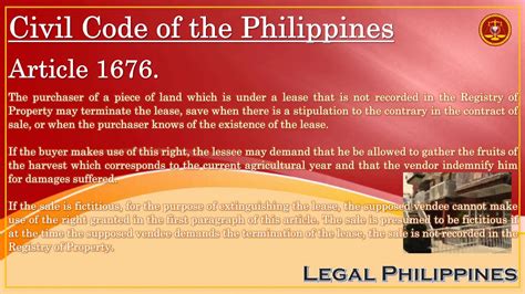 Civil Code Of The Philippines Article 1676 Youtube