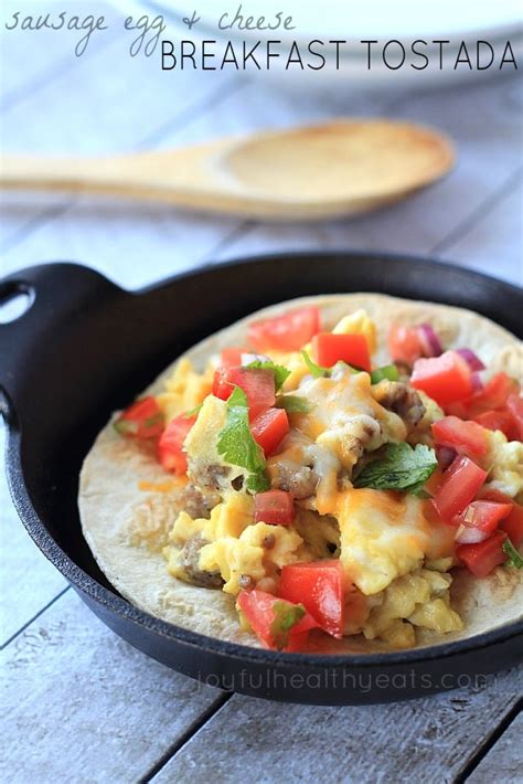 Saugage Egg And Cheese Breakfast Tostadas