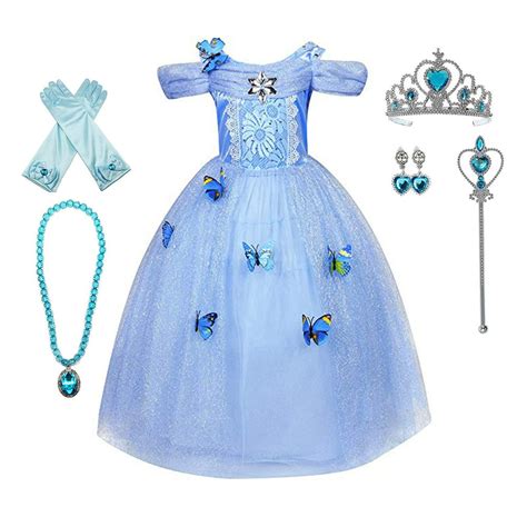 Girls Princess Cinderella Belle Aurora Jasmine Dress Up Costume