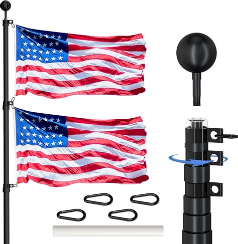 Buy Iiope Flag Pole For Outside In Ground 20ft Telescoping Black