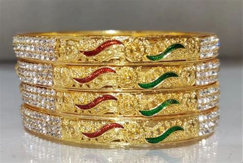 4 Piece Golden Party Wear Bangles Size 28inch At Rs 120set In Rajkot