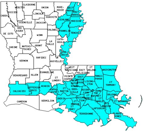 Louisiana Map With Towns And Parishes Walden Wong