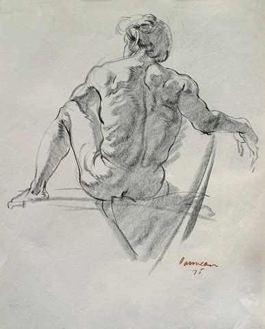 HARRY CARMEAN Fine Art Seated Male Nude Facing Back