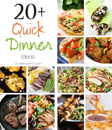 Our quick dinner ideas and simple recipes are wholesome, almost entirely homemade, and affordable, too—no chicken nuggets, fish sticks, or prohibitively expensive meals here. 20+ Quick Dinner Ideas - Kleinworth & Co