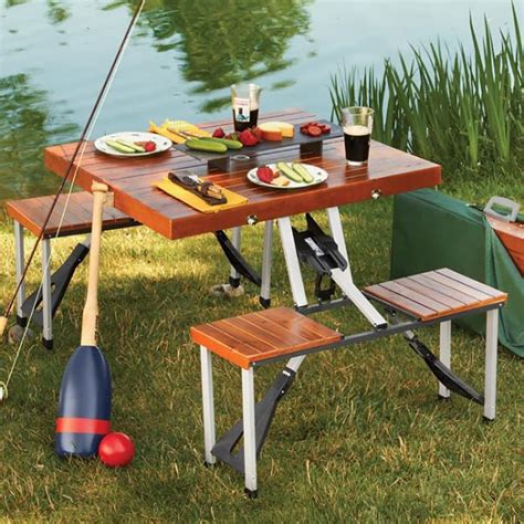 Leisure Season 2 Ft 9 In Brown Wood And Aluminum Rectangle Folding Picnic Table At