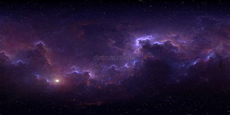 360 Degree Space Background With Nebula And Stars Equirectangular