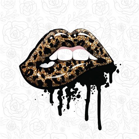 Leopard Gold Lips Sublimation Dripping Gold Lips Png Leopard Etsy