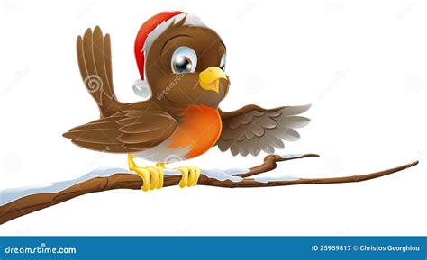 Christmas Robin On Snowy Branch Royalty Free Stock Photography Image