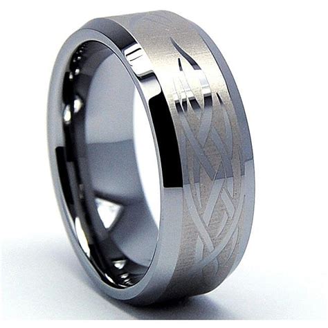 Mens Tungsten Etched Tribal Design Ring Free Shipping On Orders Over
