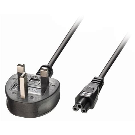 1m Uk 3 Pin Plug To Iec C5 Cloverleaf Power Cable Black From Lindy Uk