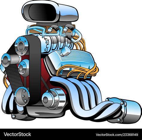 Hot Rod Race Car Engine Cartoon Royalty Free Vector Image