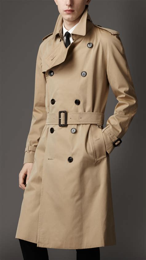 Burberry Heritage Double Breasted Raglan Trench Coat In Natural For Men