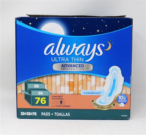 Always Ultra Thin Advanced Overnight Pads 76 Count