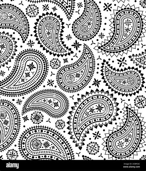 Black White Paisley Seamless Pattern Hi Res Stock Photography And