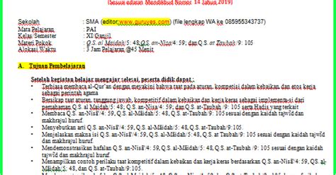 Rpp kelas 1 semester 2 tema 8 : RPP 1 Lembar PAI SMA/SMK/MA Kelas 11 Semester 1 - Situs Guru